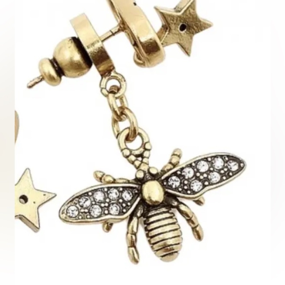 Gold Bee Charm Earrings